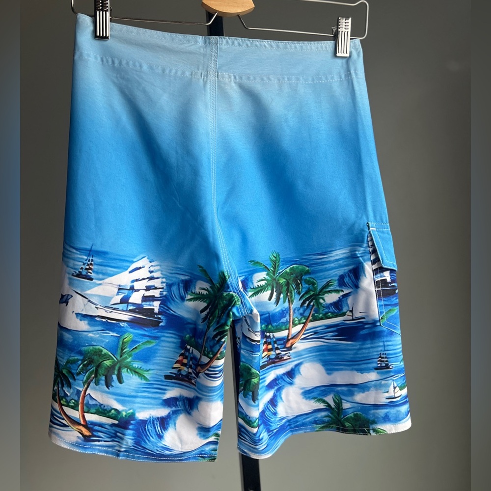 NWT Gwada Surf Floral Men's Swim Shorts - Blue Tropical Print Size 30 - Picture 5 of 7
